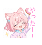ドーナツ猫耳パーカーの女の子スタンプ（個別スタンプ：4）