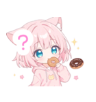 ドーナツ猫耳パーカーの女の子スタンプ（個別スタンプ：28）