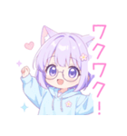 メガネ×猫耳パーカーの女の子スタンプ（個別スタンプ：26）