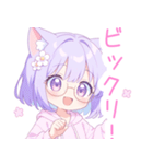 メガネ×猫耳パーカーの女の子スタンプ（個別スタンプ：29）