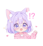 メガネ×猫耳パーカーの女の子スタンプ（個別スタンプ：37）