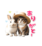 【動く】うさぎとネコ ミーム リアル（個別スタンプ：16）