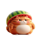 スイカをかぶった超かわいいネコ星人（個別スタンプ：6）