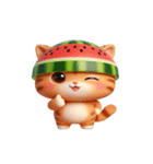 スイカをかぶった超かわいいネコ星人（個別スタンプ：8）