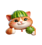 スイカをかぶった超かわいいネコ星人（個別スタンプ：10）