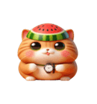 スイカをかぶった超かわいいネコ星人（個別スタンプ：13）