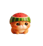 スイカをかぶった超かわいいネコ星人（個別スタンプ：18）