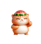 スイカをかぶった超かわいいネコ星人（個別スタンプ：21）