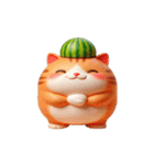 スイカをかぶった超かわいいネコ星人（個別スタンプ：22）