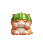 スイカをかぶった超かわいいネコ星人（個別スタンプ：24）