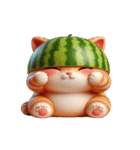 スイカをかぶった超かわいいネコ星人（個別スタンプ：25）