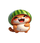 スイカをかぶった超かわいいネコ星人（個別スタンプ：27）