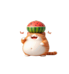 スイカをかぶった超かわいいネコ星人（個別スタンプ：30）