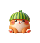 スイカをかぶった超かわいいネコ星人（個別スタンプ：32）