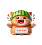 スイカ頭にゃんにゃん大爆笑（個別スタンプ：7）