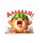 スイカ頭にゃんにゃん大爆笑（個別スタンプ：25）