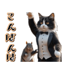 飛び出す★秋を感じる・ハチワレ猫（個別スタンプ：14）