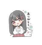 黒髪ストレートヘアの女の子（個別スタンプ：1）