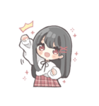 黒髪ストレートヘアの女の子（個別スタンプ：3）