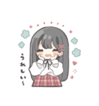 黒髪ストレートヘアの女の子（個別スタンプ：4）