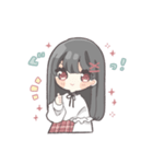 黒髪ストレートヘアの女の子（個別スタンプ：5）