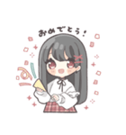 黒髪ストレートヘアの女の子（個別スタンプ：6）