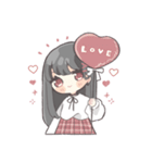 黒髪ストレートヘアの女の子（個別スタンプ：7）