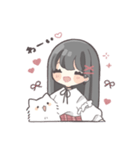 黒髪ストレートヘアの女の子（個別スタンプ：9）