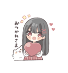 黒髪ストレートヘアの女の子（個別スタンプ：10）