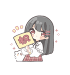 黒髪ストレートヘアの女の子（個別スタンプ：11）