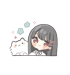 黒髪ストレートヘアの女の子（個別スタンプ：12）