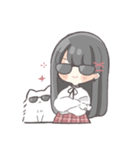 黒髪ストレートヘアの女の子（個別スタンプ：17）