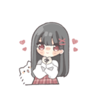 黒髪ストレートヘアの女の子（個別スタンプ：18）