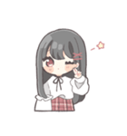 黒髪ストレートヘアの女の子（個別スタンプ：19）
