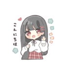黒髪ストレートヘアの女の子（個別スタンプ：21）