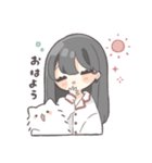 黒髪ストレートヘアの女の子（個別スタンプ：23）