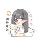黒髪ストレートヘアの女の子（個別スタンプ：24）
