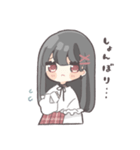 黒髪ストレートヘアの女の子（個別スタンプ：27）