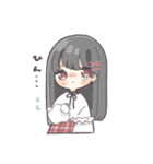 黒髪ストレートヘアの女の子（個別スタンプ：34）