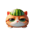 おもしろスイカ猫の日常ショー（個別スタンプ：1）