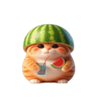 おもしろスイカ猫の日常ショー（個別スタンプ：3）