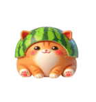 おもしろスイカ猫の日常ショー（個別スタンプ：5）