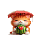 おもしろスイカ猫の日常ショー（個別スタンプ：14）