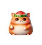 おもしろスイカ猫の日常ショー（個別スタンプ：16）