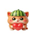 おもしろスイカ猫の日常ショー（個別スタンプ：17）
