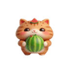 おもしろスイカ猫の日常ショー（個別スタンプ：18）