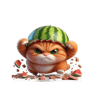 おもしろスイカ猫の日常ショー（個別スタンプ：19）