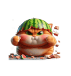おもしろスイカ猫の日常ショー（個別スタンプ：27）