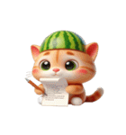 おもしろスイカ猫の日常ショー（個別スタンプ：28）