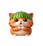 スイカをかぶった猫、萌えすぎてとろける（個別スタンプ：19）